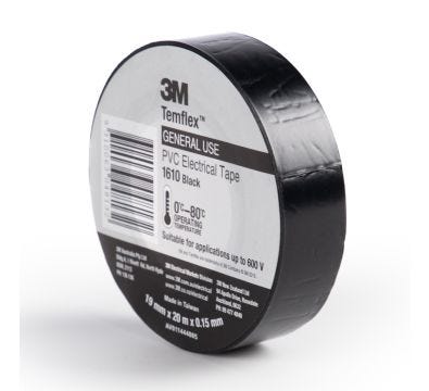 3M 1610 TemFlex Electrical Tape - 19mm x 20m - Black