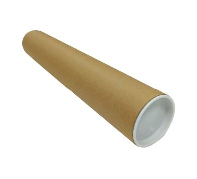 Cardboard Tube  and  End Caps - 1220mm x 80mm x 3mm - White