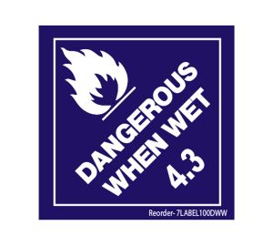 Dangerous When Wet 4.3 Labels - 100mm x 100mm - 500 Per Roll - Blue and White