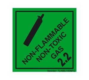 Non-Flammable Gas 2.2 Labels - 100mm x 100mm - 500 Per Roll - Green and Black