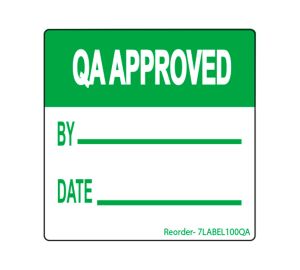 Quality Assurance Labels - 100mm x 100mm - 500 Per Roll - Green and White