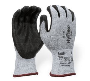 Ansell HyFlex 11-435 Level 3 Cut-Resistant Gloves - Size 9 - White and Grey