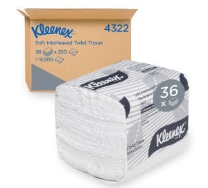 Kleenex 4322 Soft Interleaved Toilet Paper - 100mm x 205mm - 250 Sheets Per Pack