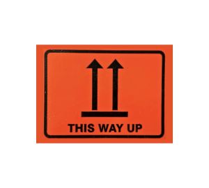 Opal This Way Up Label Perforate Tape - 75mm x 100mm - 500 Per Roll - Orange and Black