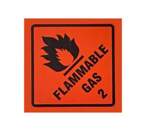 Opal Flammable Gas 2 Label Perforated Tape - 100mm x 100mm - 500 Per Roll - Red and Black