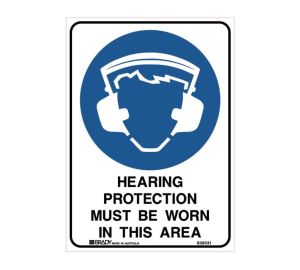 Metal Hearing Protection Sign 600mm x 450mm
