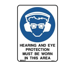 Hearing And Eye Protection Sign 450mm x 600mm