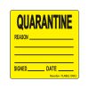 Quarantine Labels - 100mm x 100mm - 500 Per Roll - Yellow and Black
