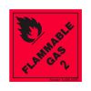 Flammable Gas 2 Labels - 50mm x 50mm - 500 Per Roll - Red and Black