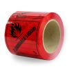 Flammable Liquid 3 Perforated Tape Shipping Labels - 100mm x 100mm - 500 Per Roll - Red and Black